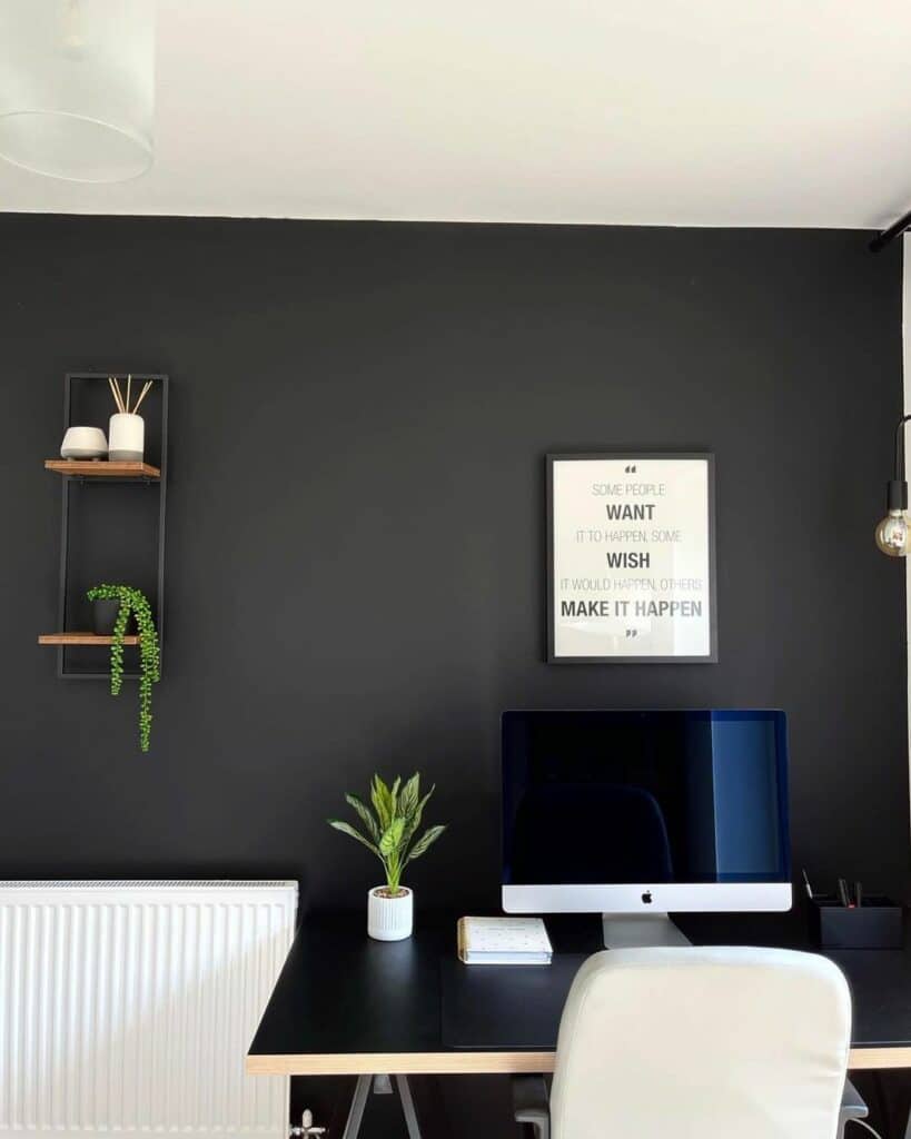 Office with Black Wall Decor