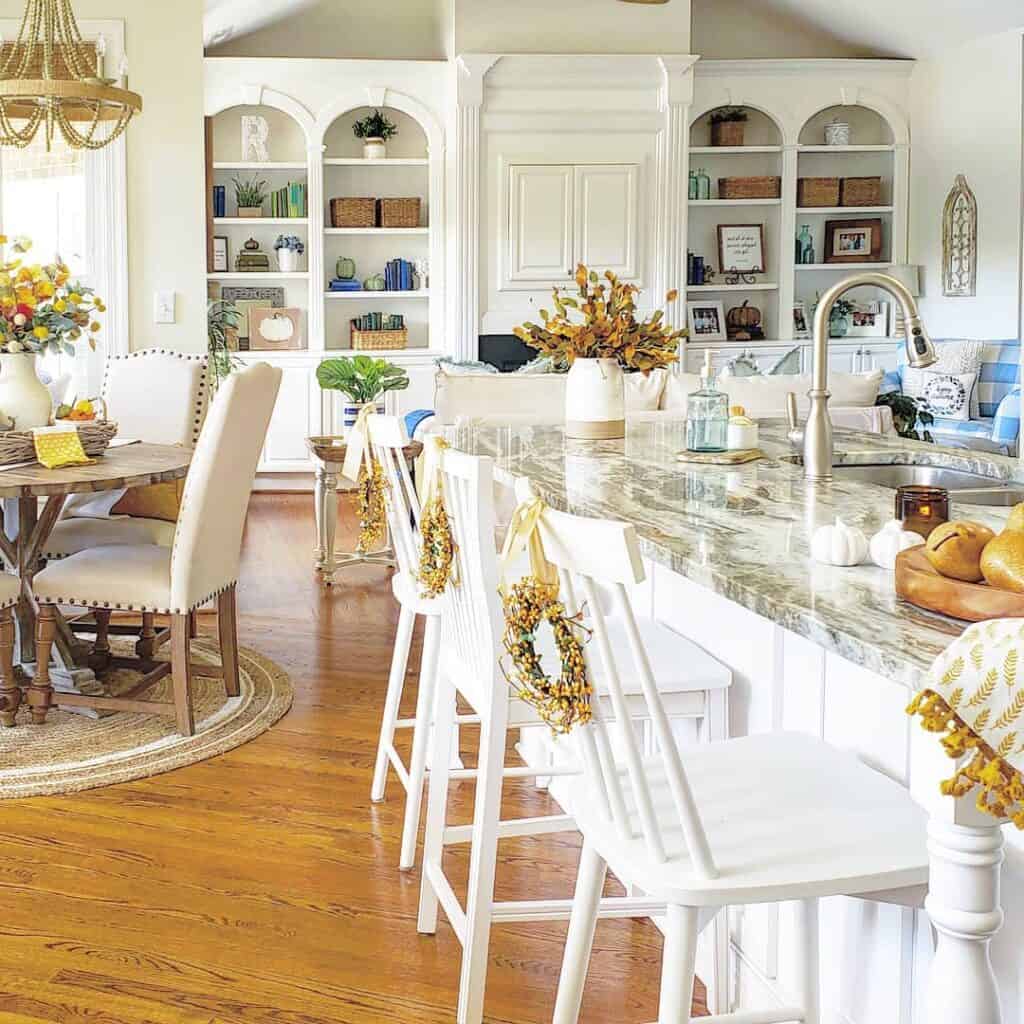 Open Kitchen With Breakfast Nook and Island