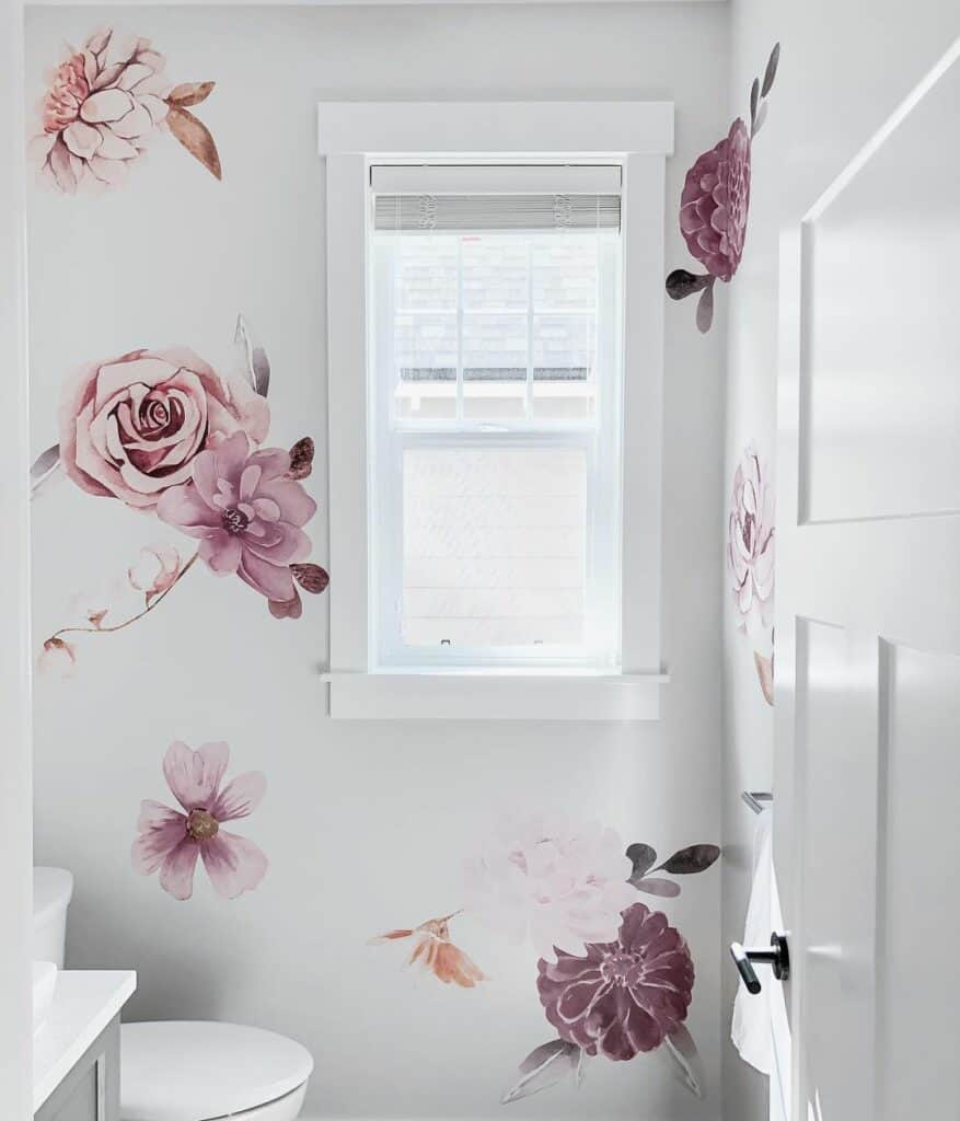 Open Pattern Pink Floral Wall Decals