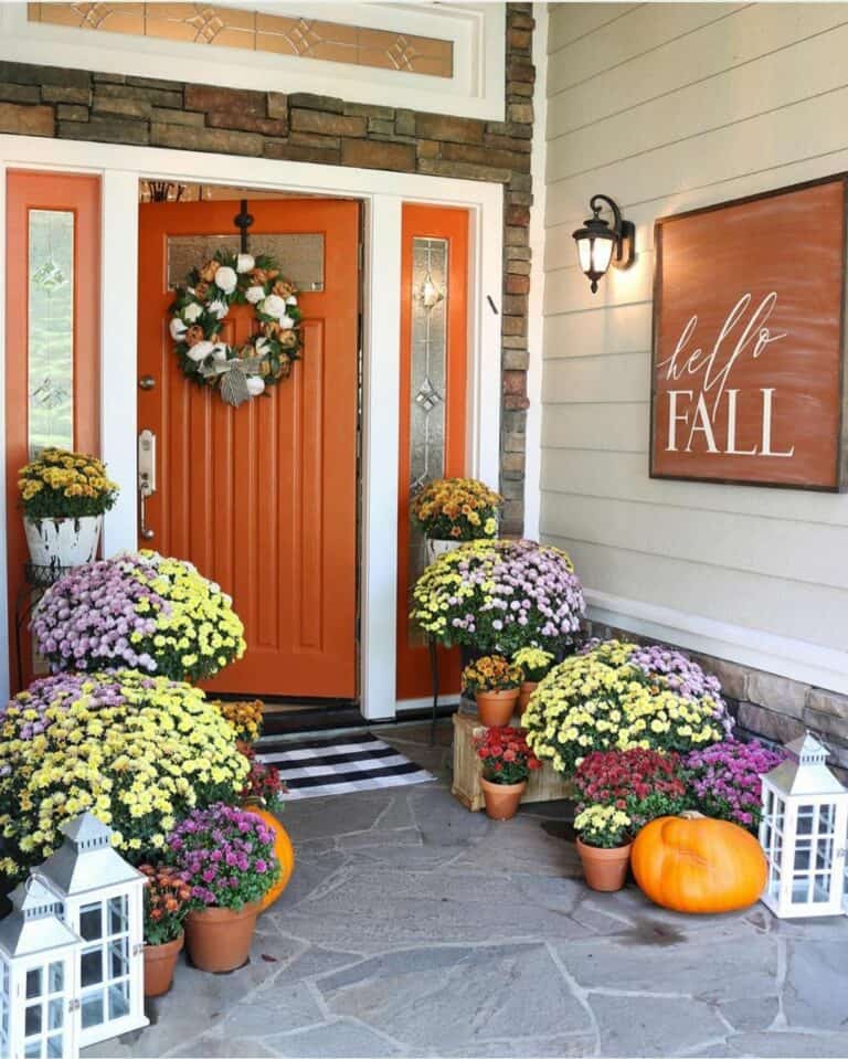 Orange Sidelights with White Door Trim