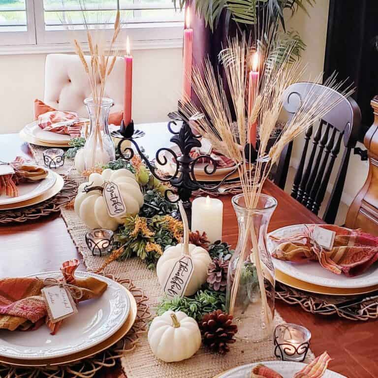 Orange and White Dining Tablescape