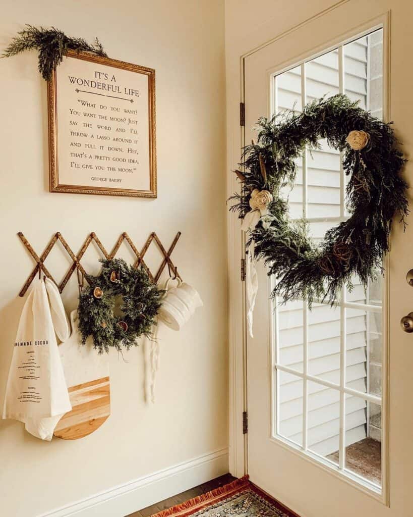 Pinecone Christmas Wreaths in Entryway