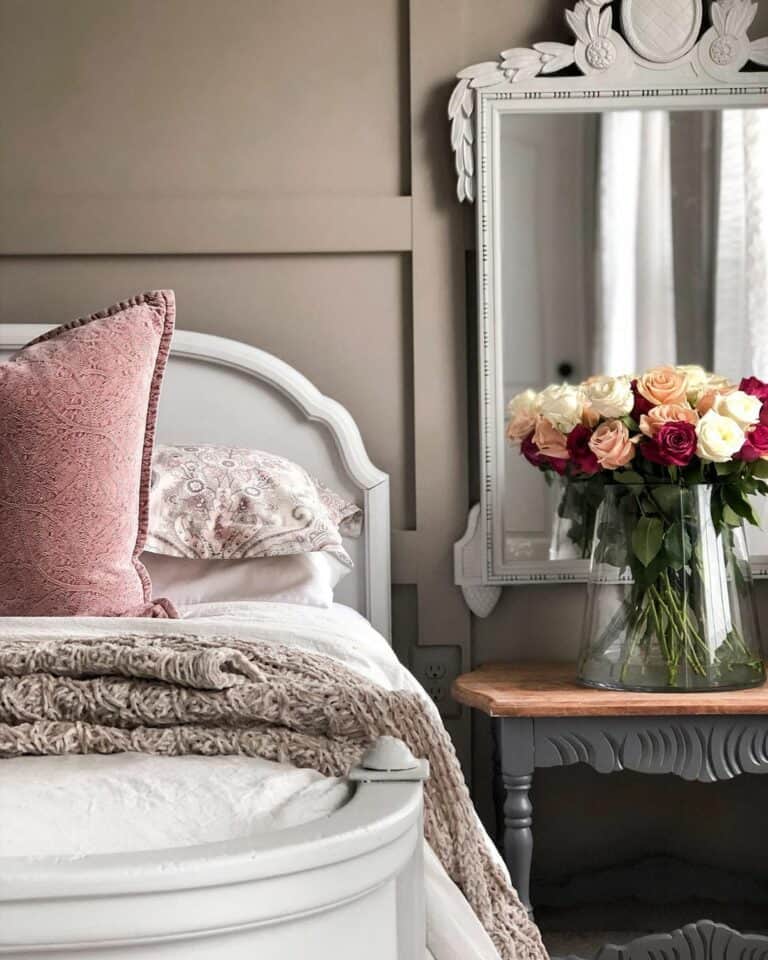 Pink Accent Pillow for White Bed