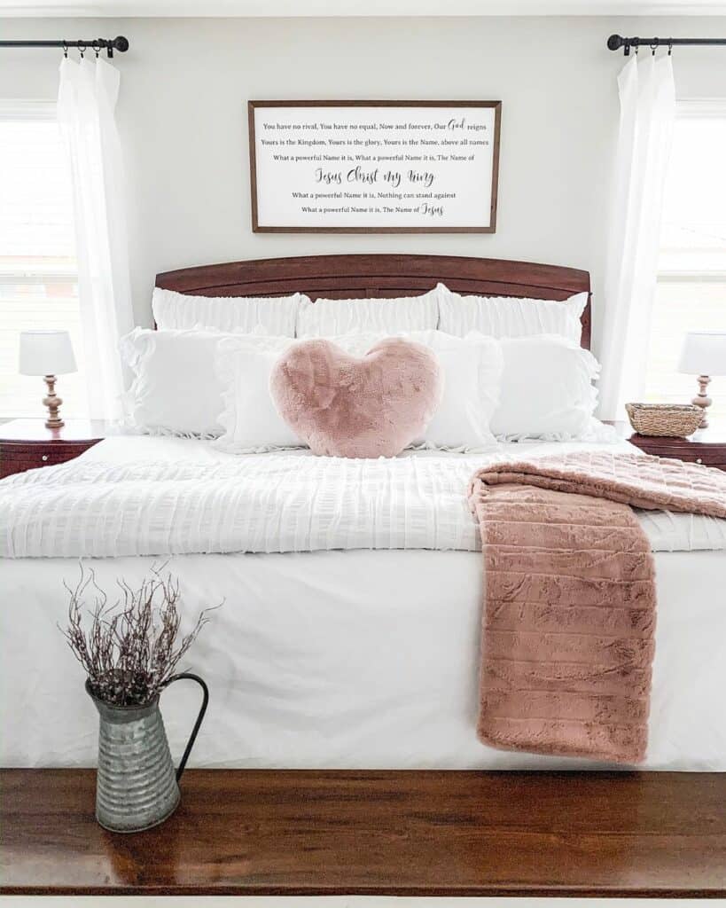 Pink Accets for Bed with White Bedding
