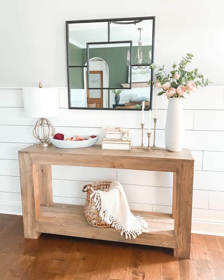 Pink Décor for Light Wood Console Table