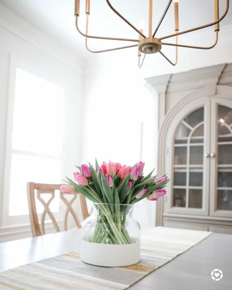 Pink Floral Centerpiece for Dining Table
