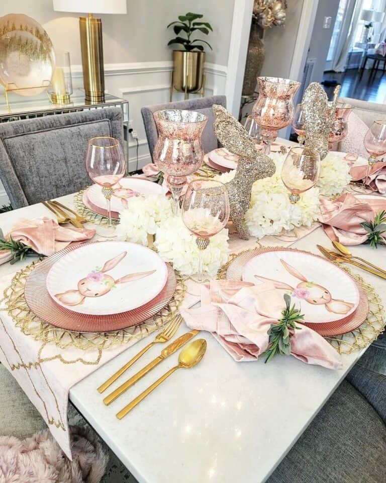 Pink Tableware with Gold Accent Pieces