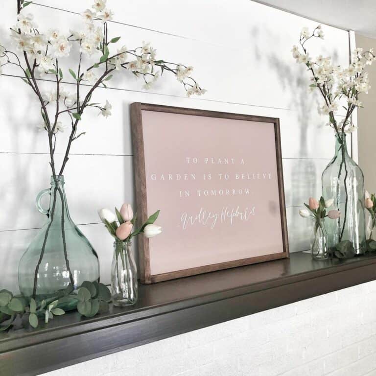 Pink Wall Sign Décor for Fireplace Mantel