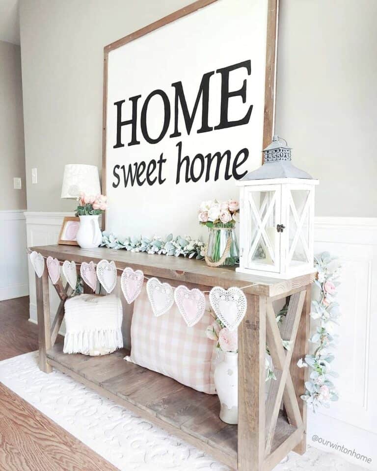 Pink and White Entryway Styling