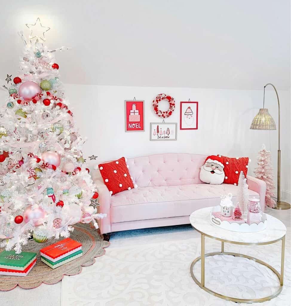 Pink and White Holiday Decorations