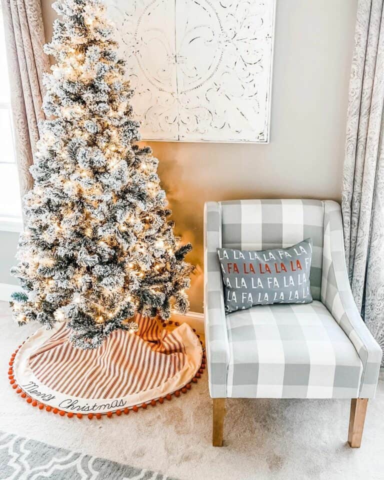 Plaid Chair and Striped Christmas Tree Skirt