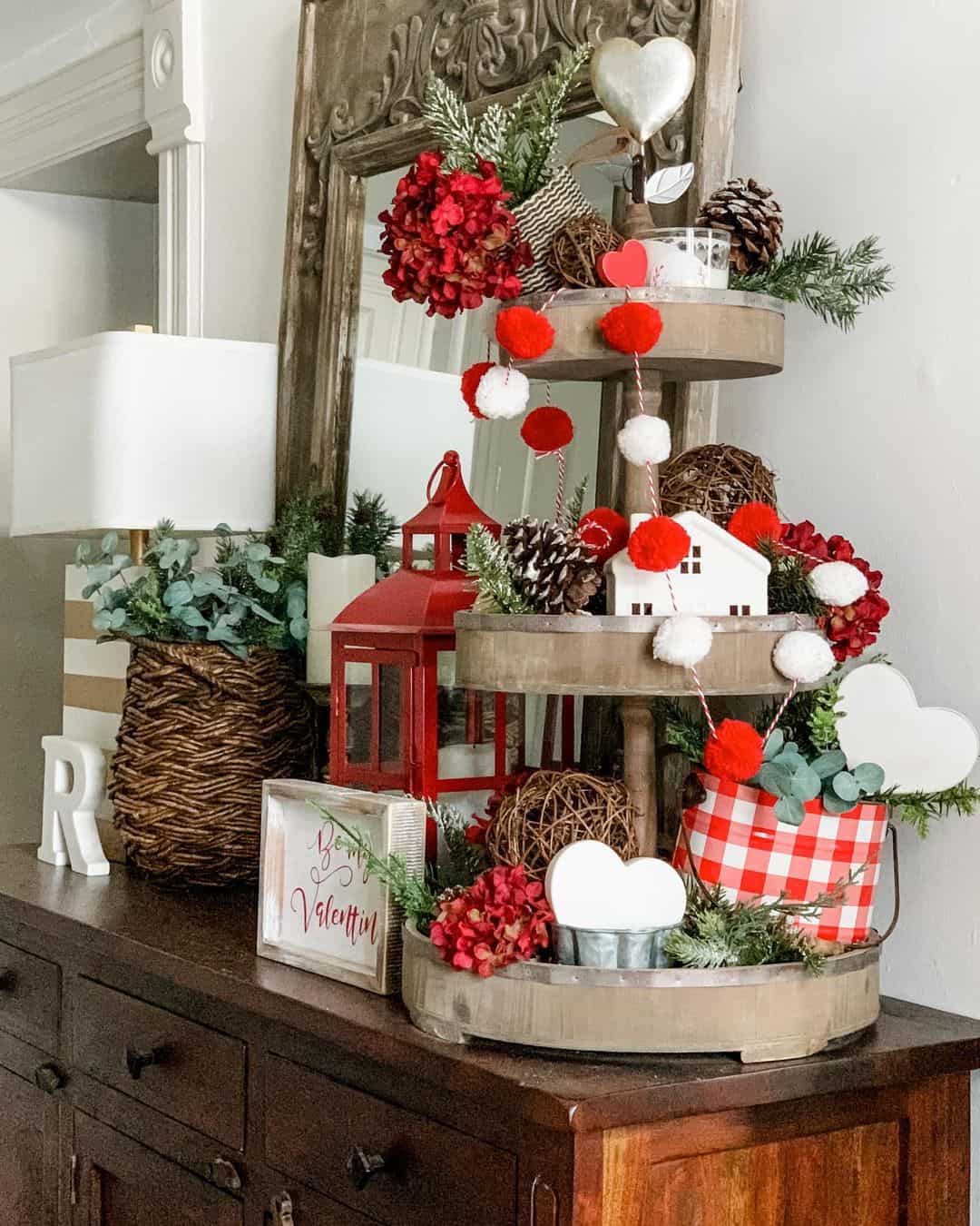 Pops of Red, White, and Plaid Christmas Display - Soul & Lane