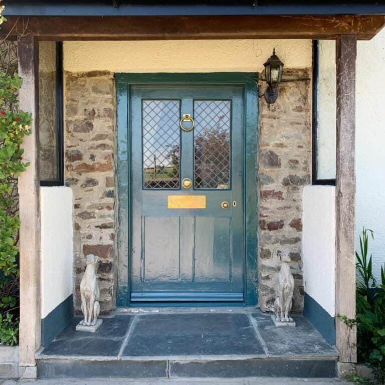 Porch with Same Color Front Door and Trim