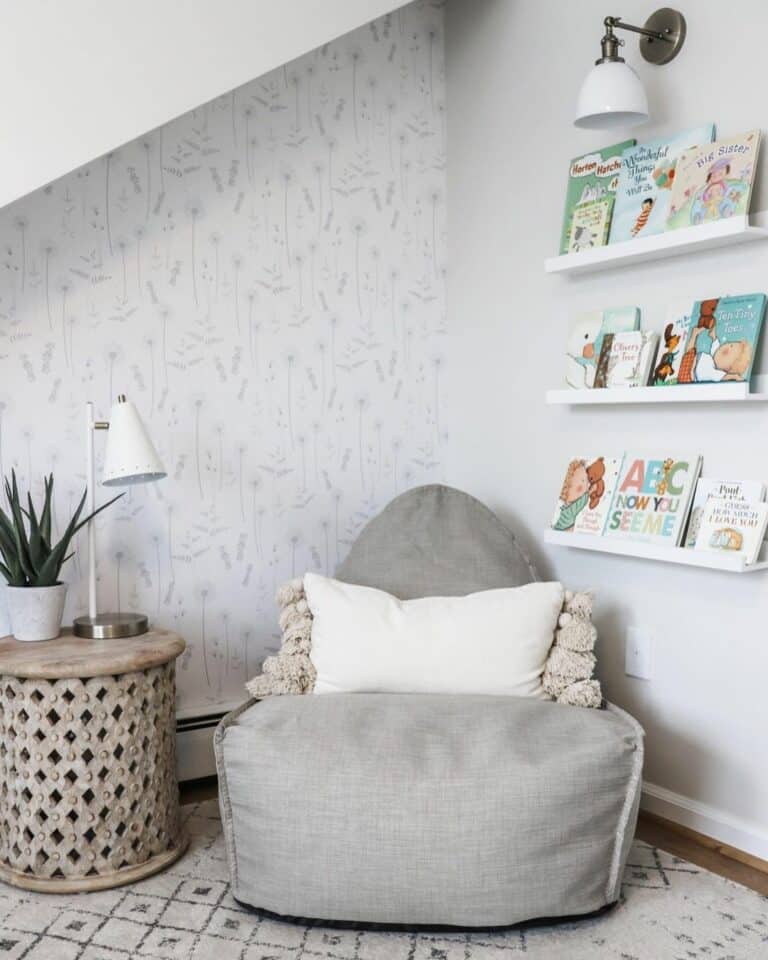 Reading Corner in a Gray Nursery