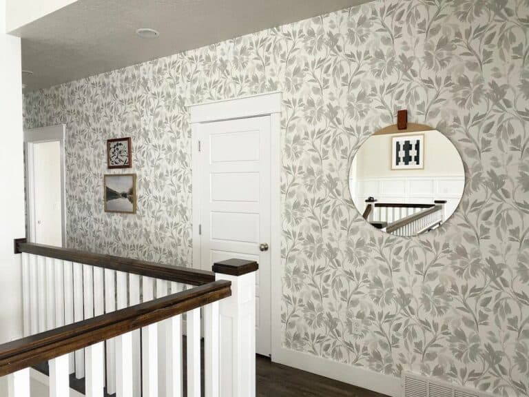 Recessed Lighting in Hallway with Floral Wallpaper