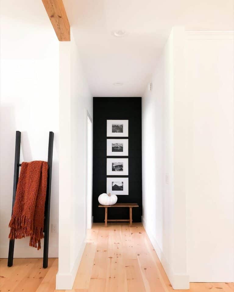 Recessed Lights in Hallway with Black Accent Wall