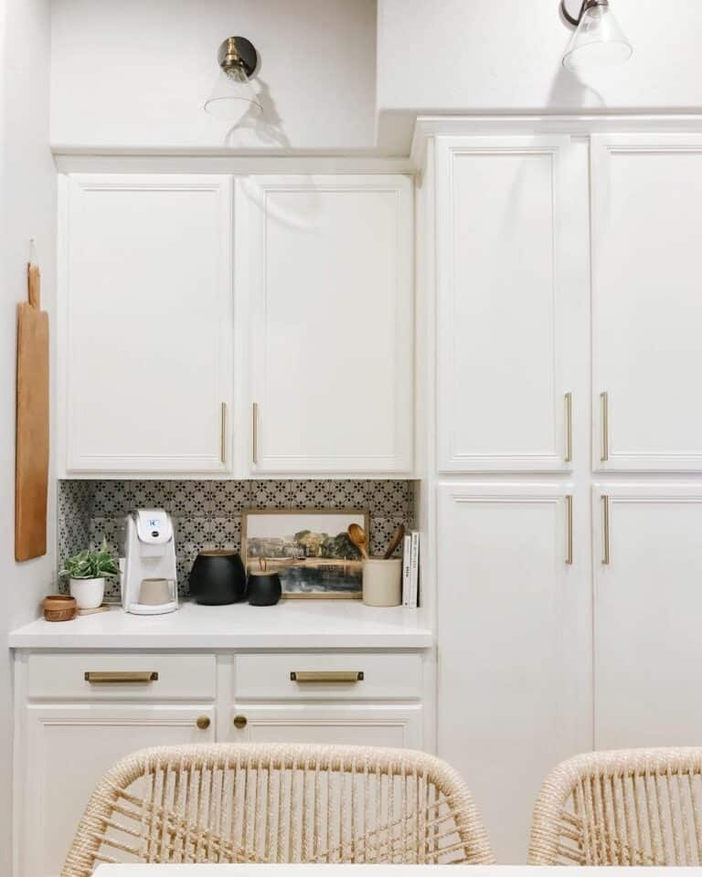 Recessed Wall Coffee Bar Within Cabinets