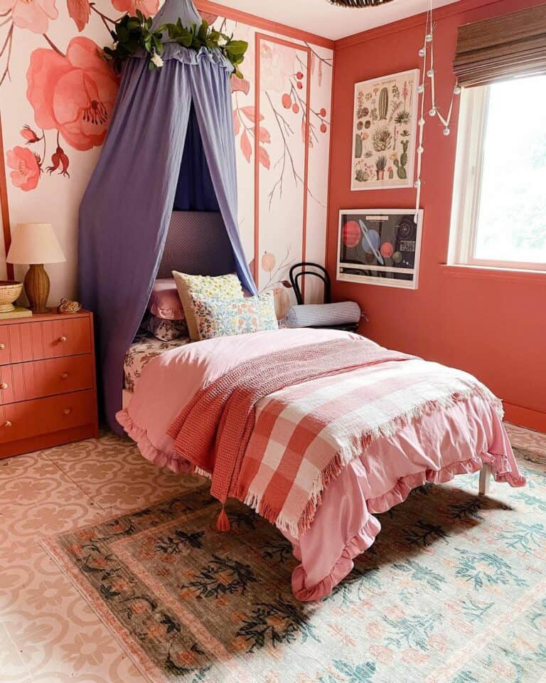 Rose Blossom Wallpaper for a Pink Bedroom