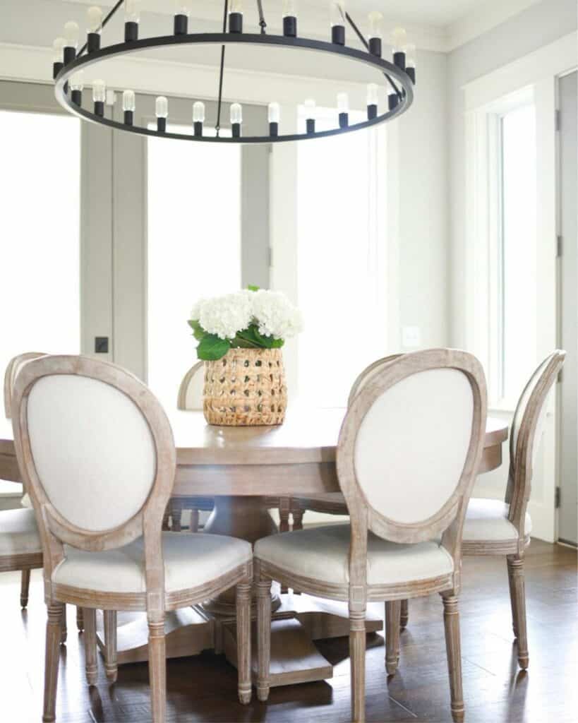 Round Light Wood Dining Table Set