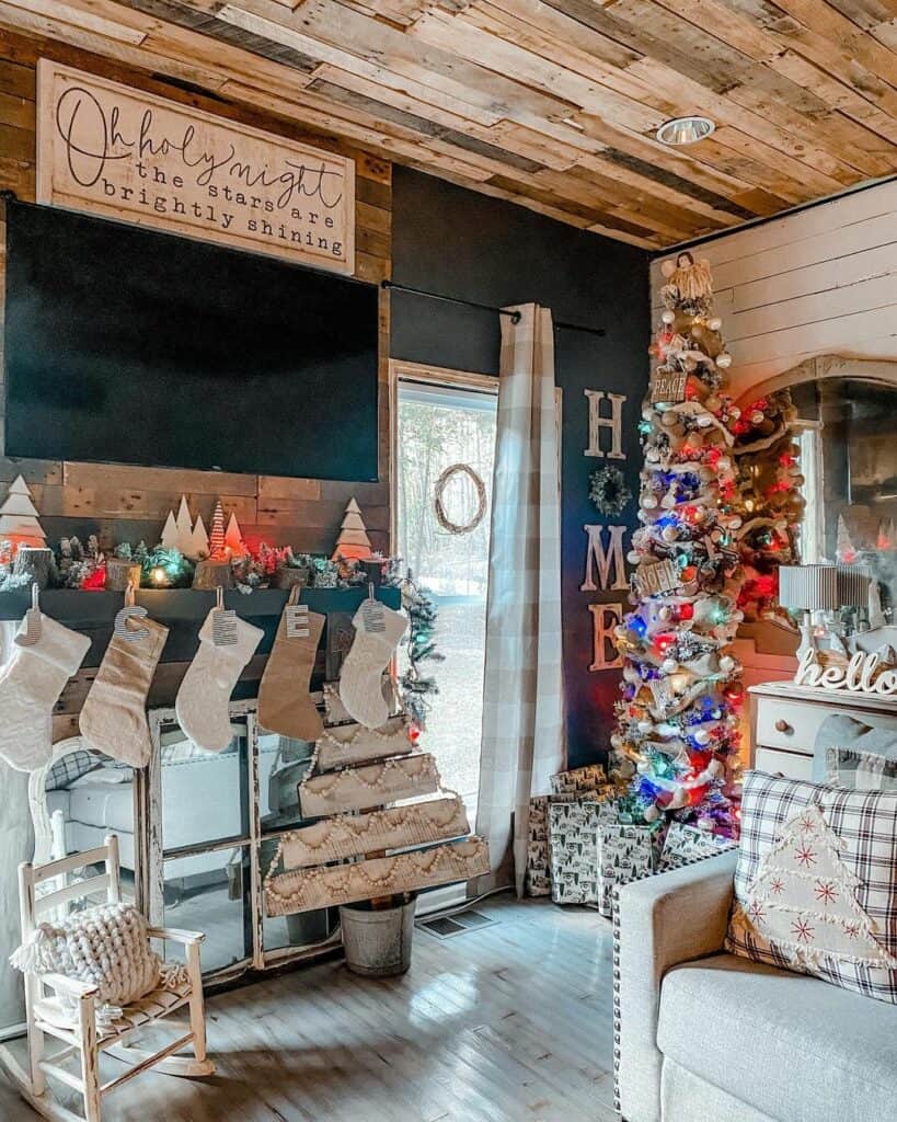 Rustic Farmhouse Living Room with Christmas Décor