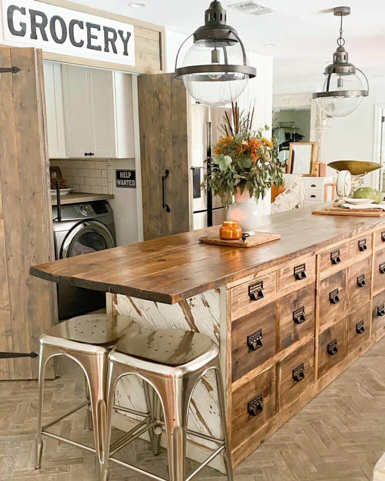 Rustic Kitchen with Laundry Closet