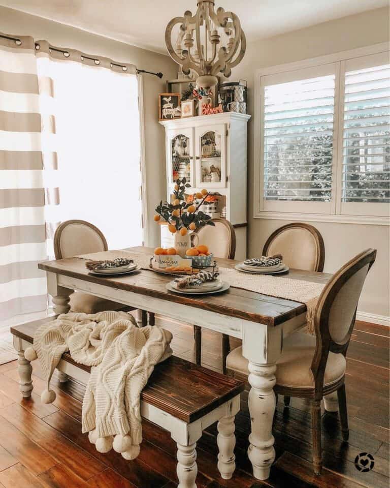 Rustic Two-toned Stained Wood Dining Table