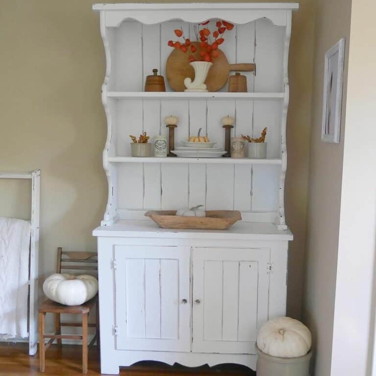 Rustic White Beadboard China Hutch