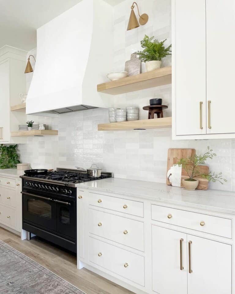 Rustic White Kitchen with Gold Hardware