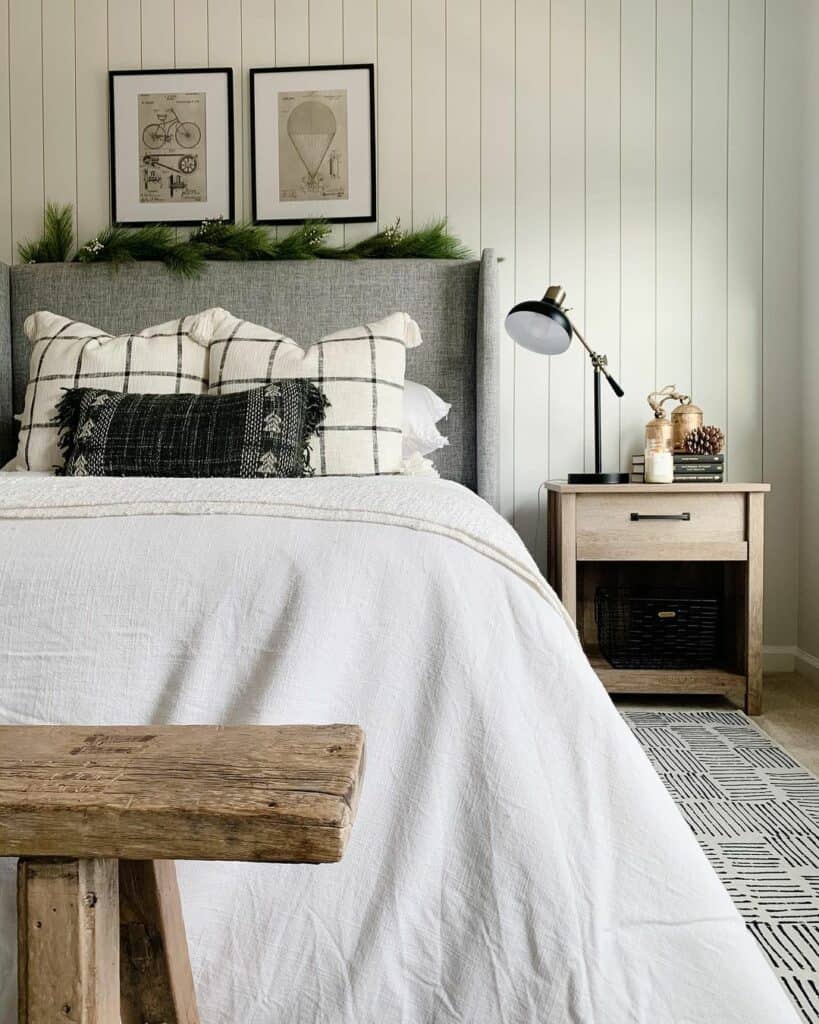 Shiplap Accent Wall and Patterned Rug
