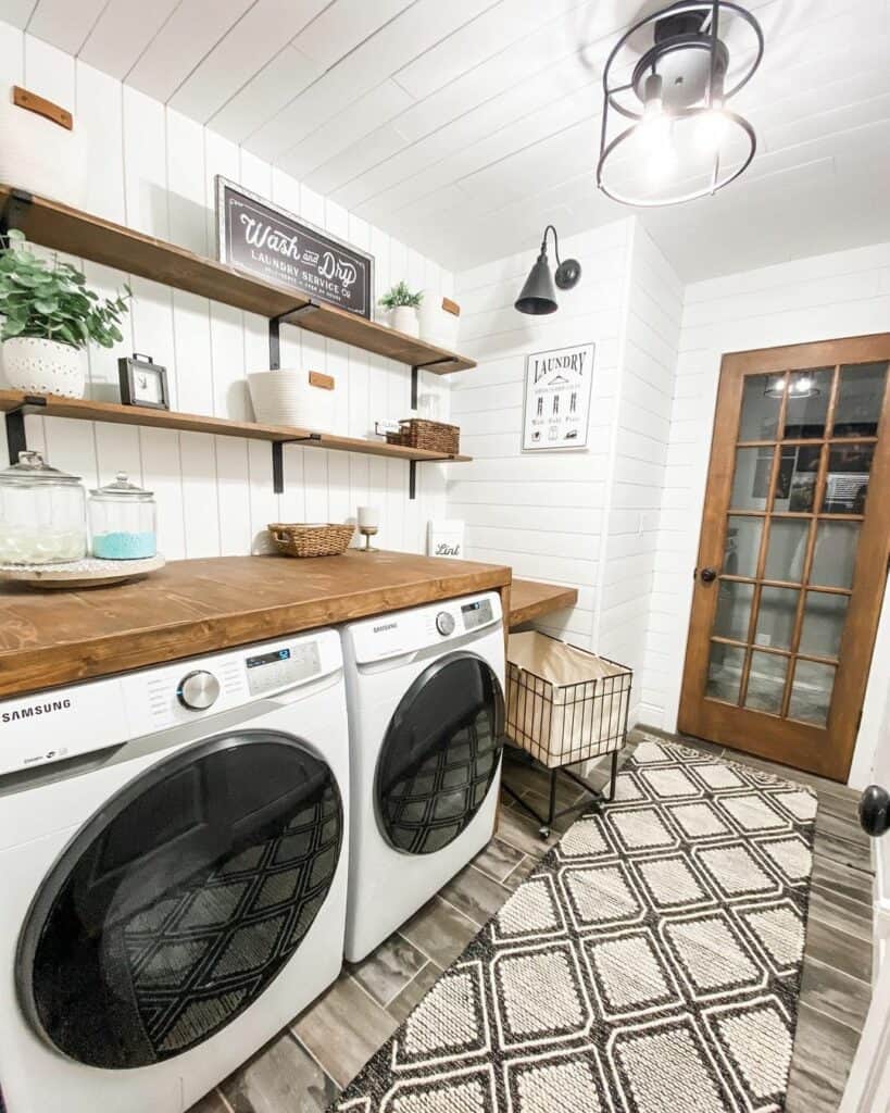 Shiplap Laundry Room with Runner Rug