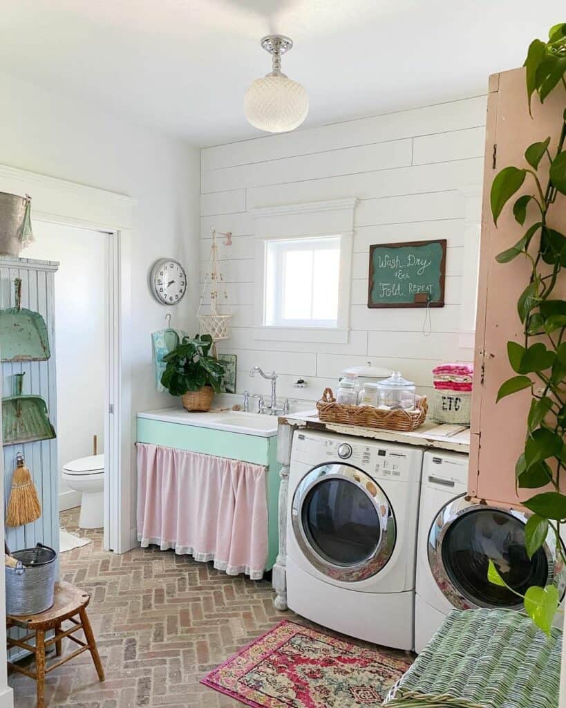 Small Laundry Room with Colorful Features
