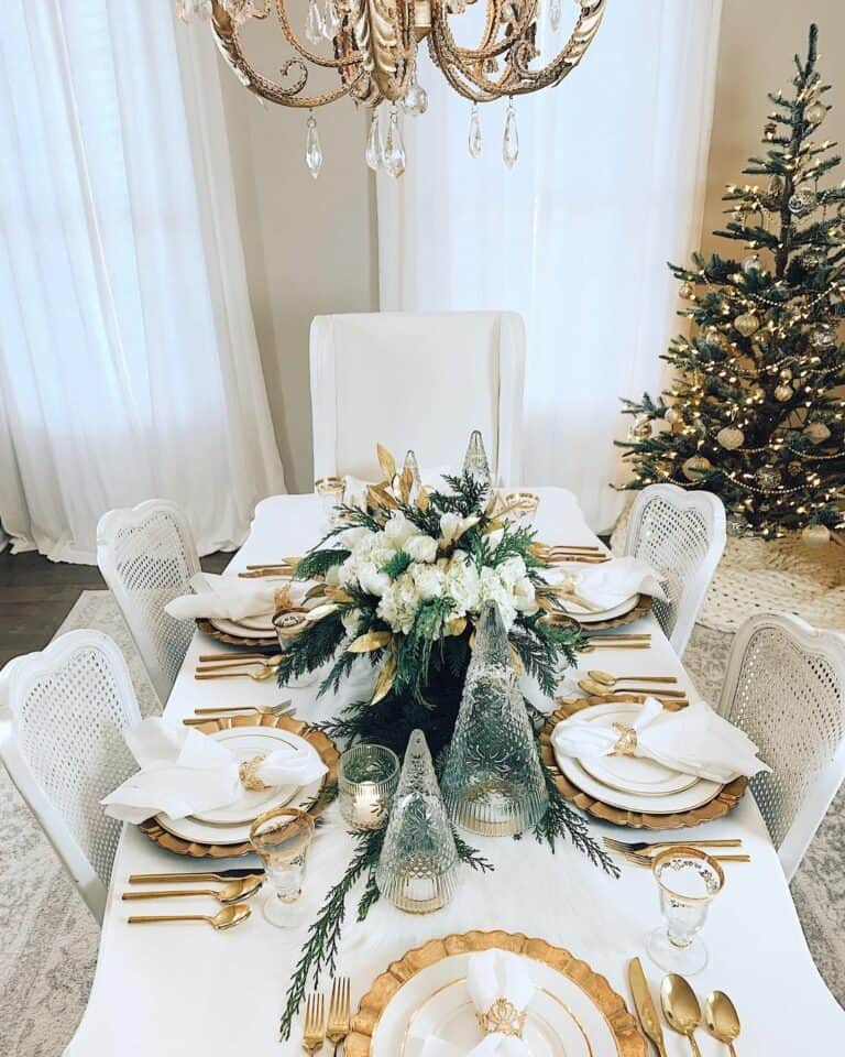 Soft Magical White and Gold Dining Room
