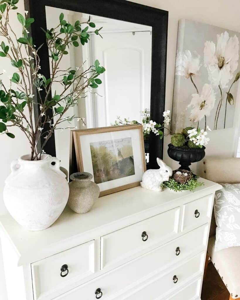 Springtime Dresser with White Vase