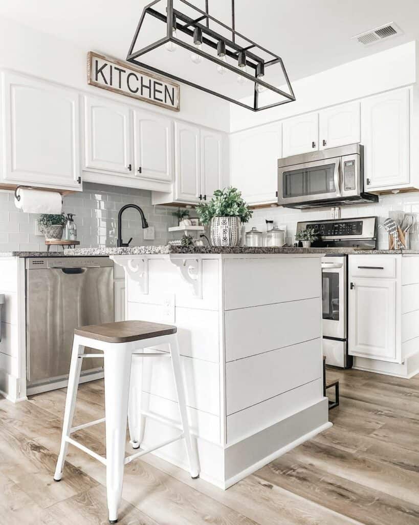 Square Kitchen Island with Shiplap