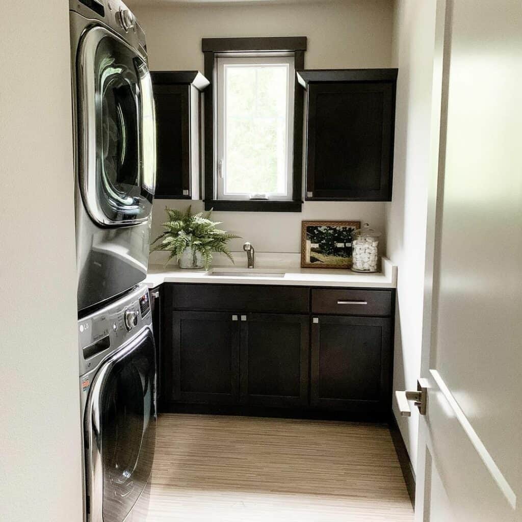Stacked Washer and Dryer in Laundry Room