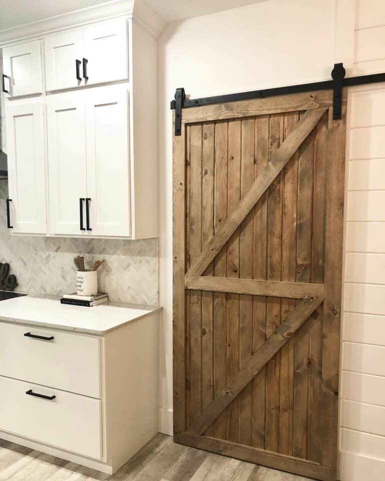 Stained Wood Barn Door for Kitchen