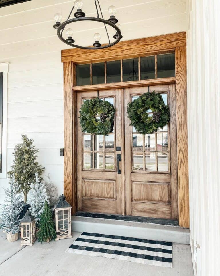 Stained Wood Double Door Trim