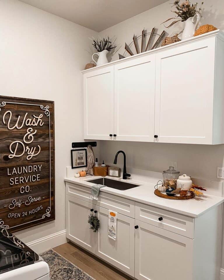 Stained Wood Laundry Sign Décor with Lettering