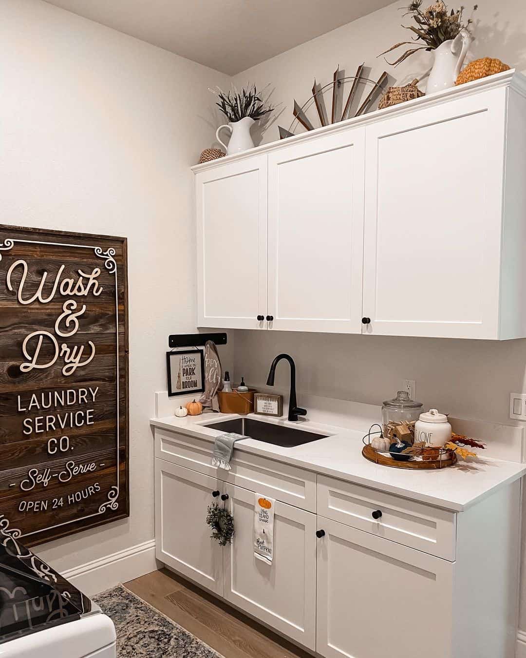 Stained Wood Laundry Sign Décor with Lettering Soul & Lane