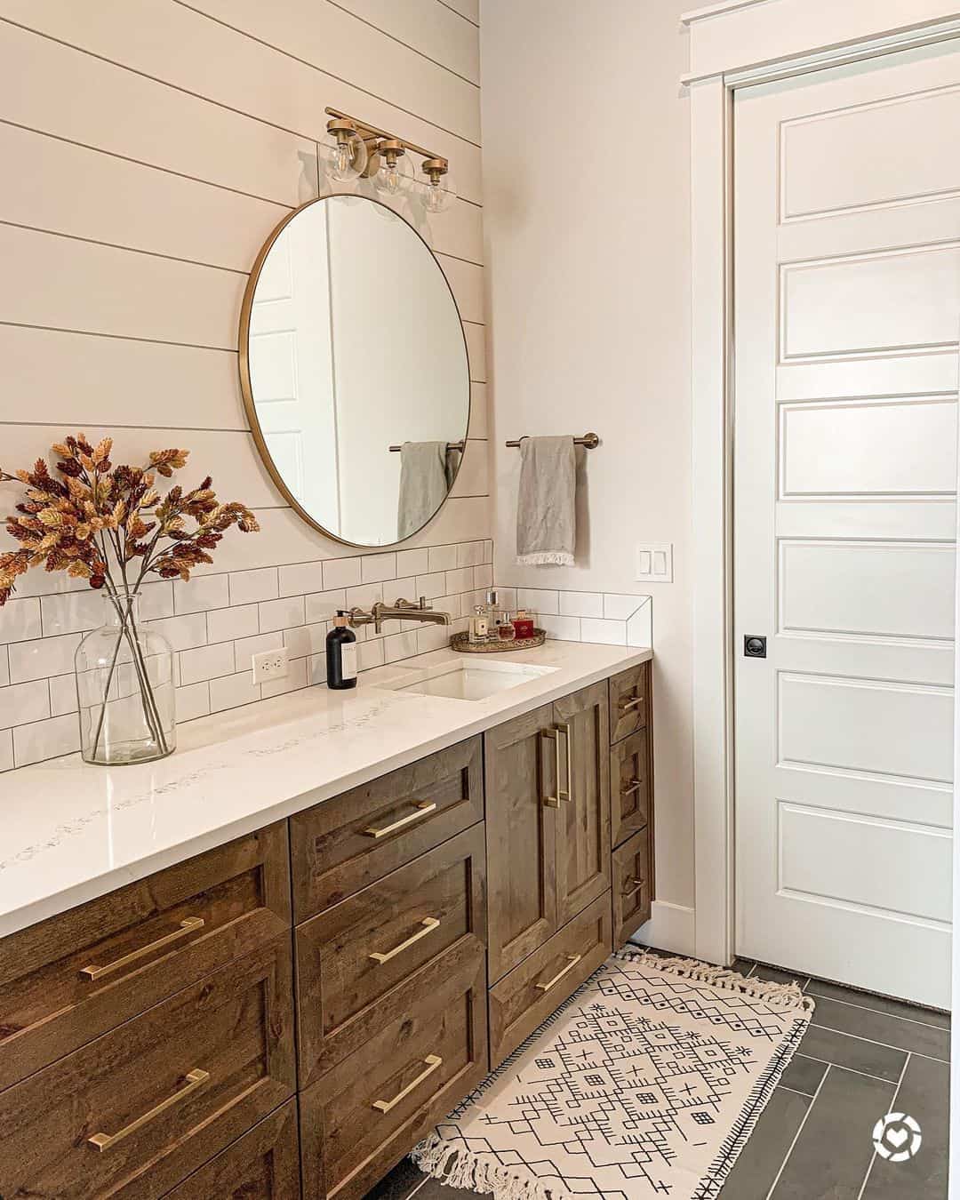 Stained Wood Powder Room Vanity Soul Lane