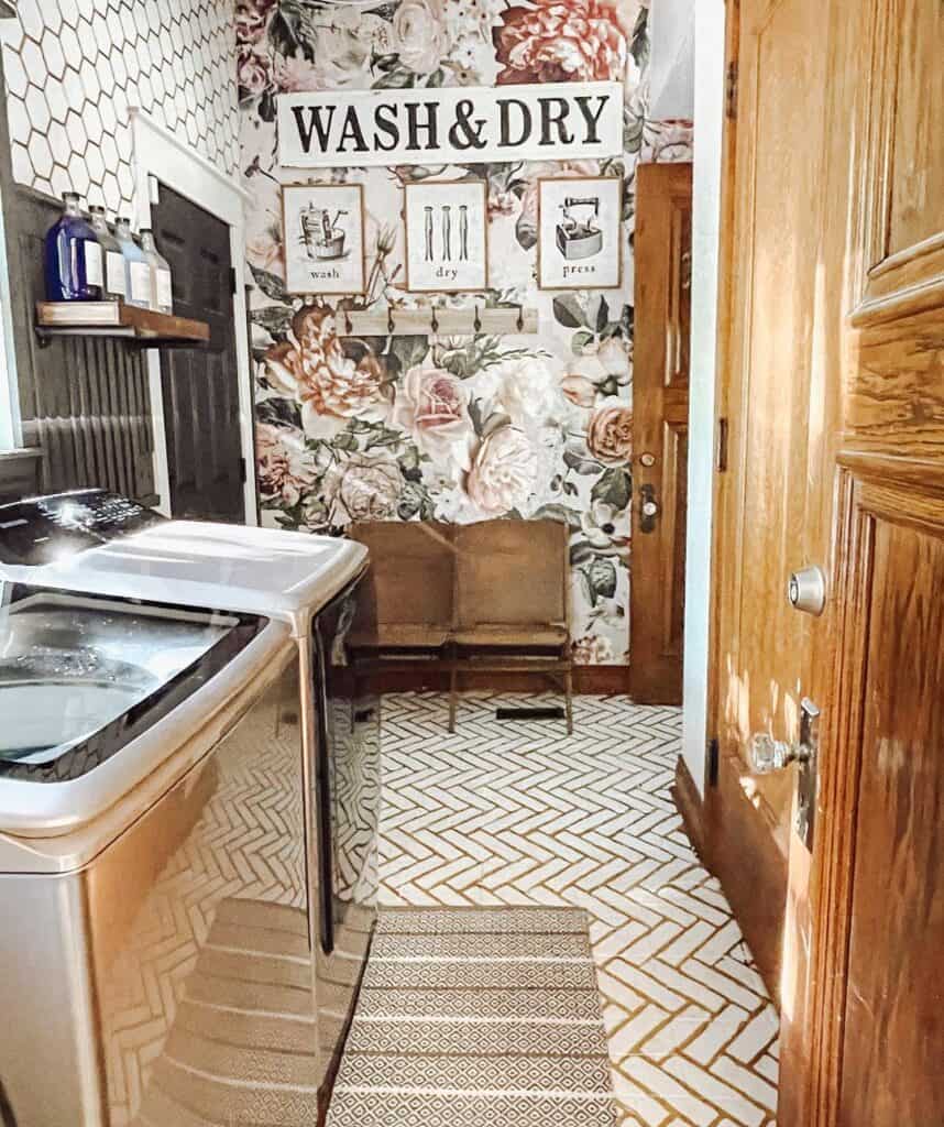 Stained Wood Rustic Laundry Room Doors