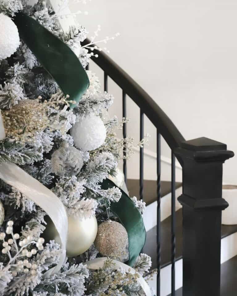 Staircase Christmas Tree with Glittering Ornaments