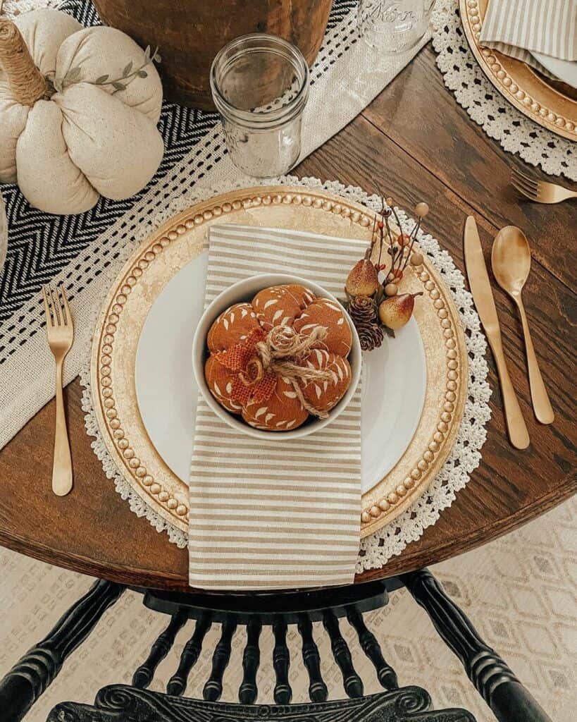 Table with Mixed Textures and Gold Accents