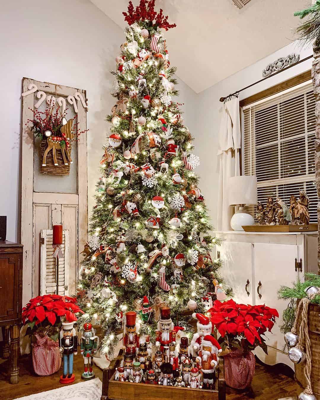 Tall Christmas Tree with Red Floral Tree Topper - Soul & Lane