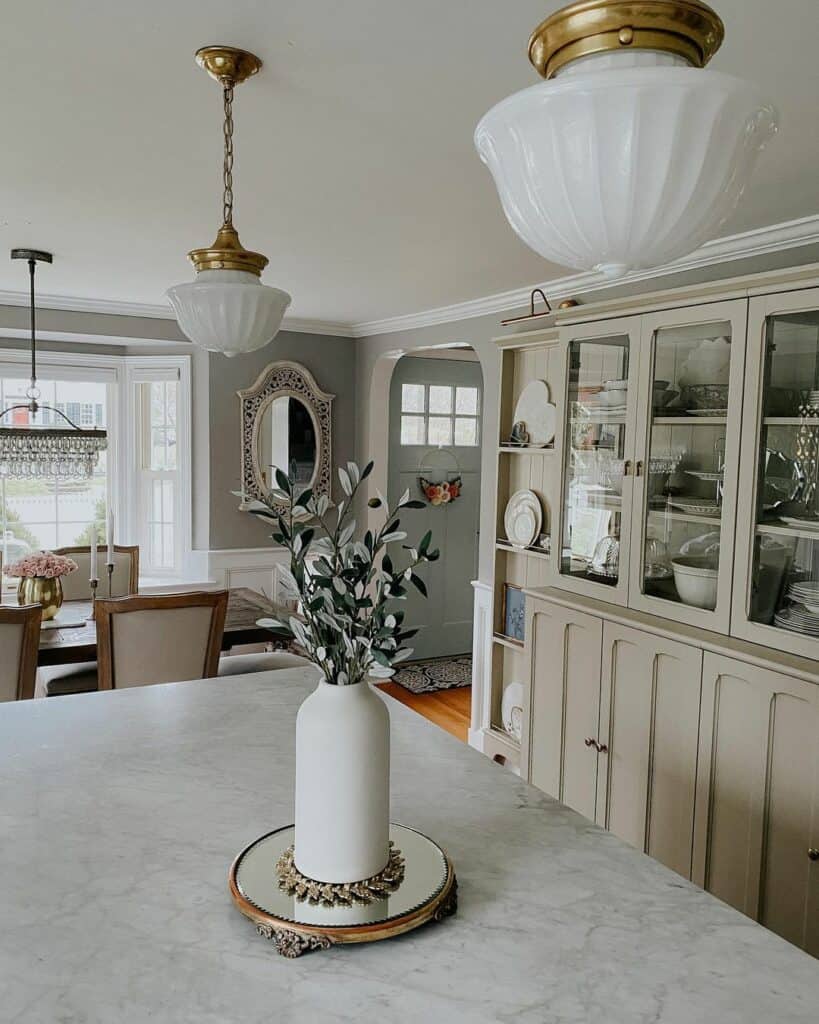 Tall White Vase on a Kitchen Counter