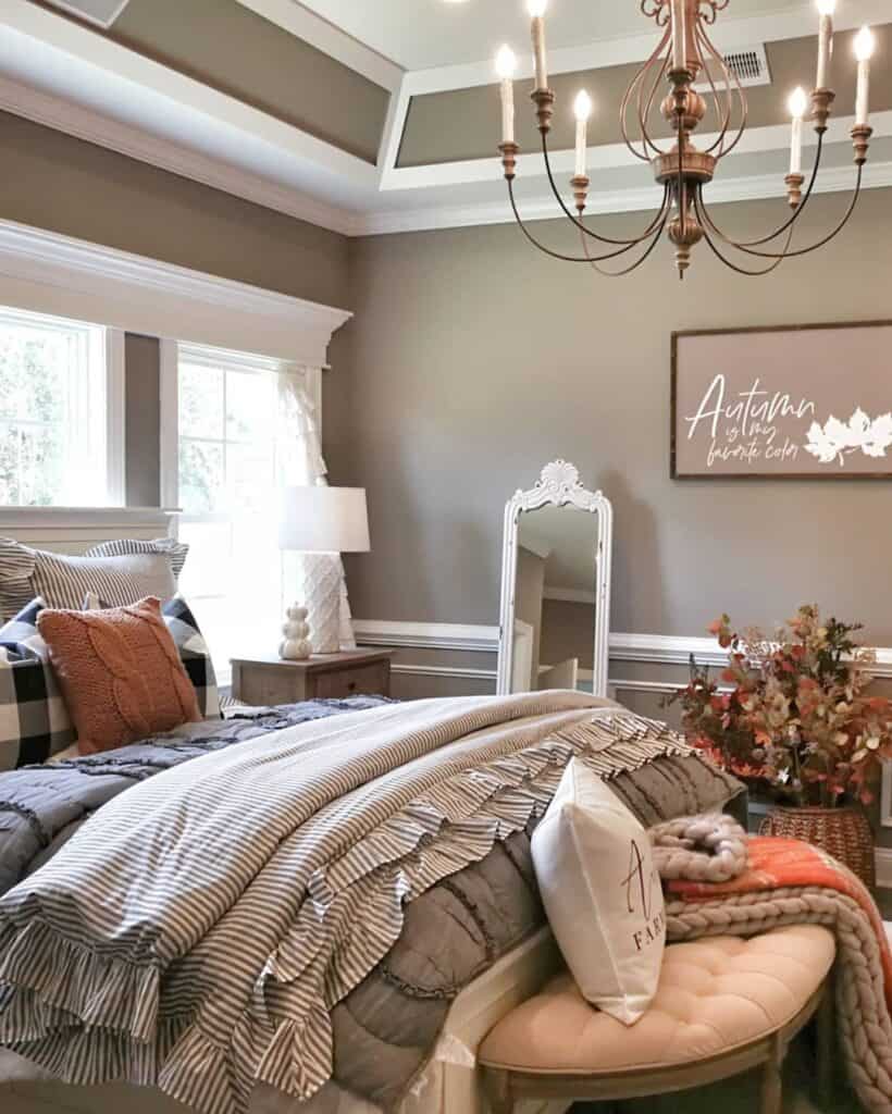 Taupe Bedroom with Subtle Statement Sign - Soul & Lane