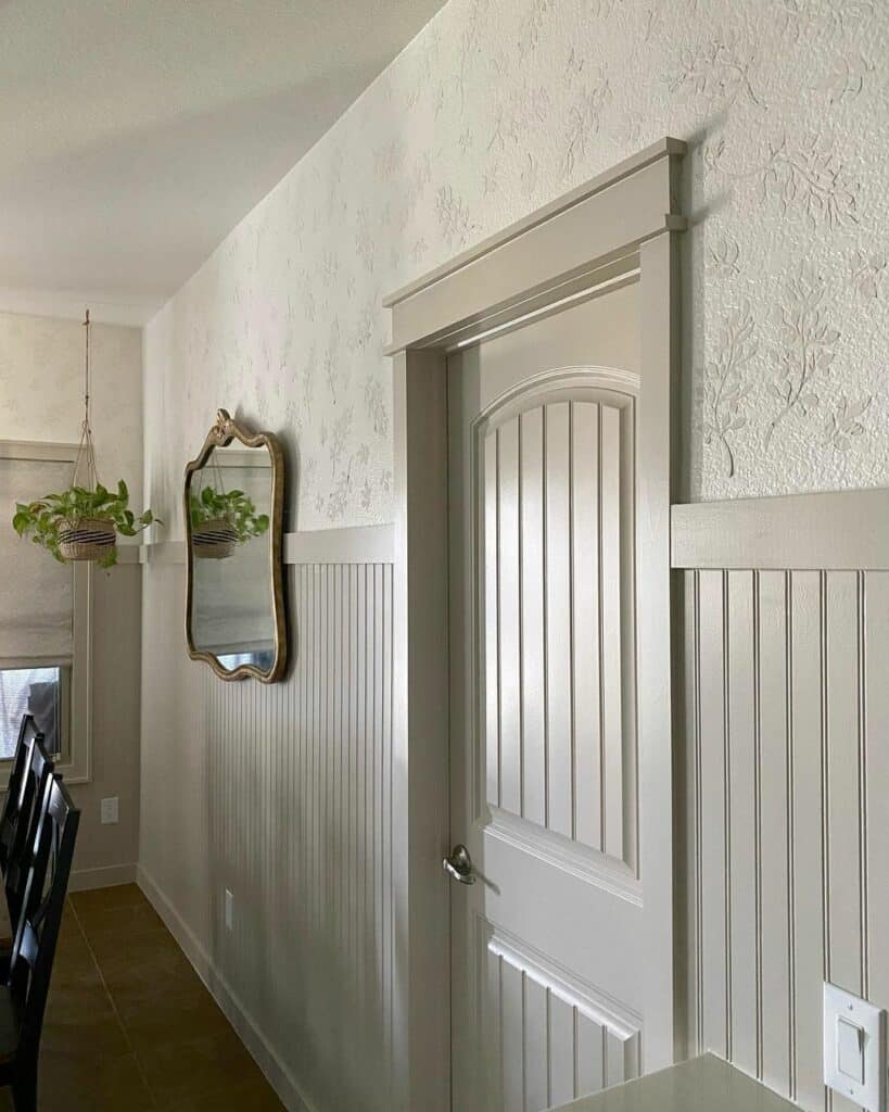 Textured Wallpaper and Beadboard Paneling
