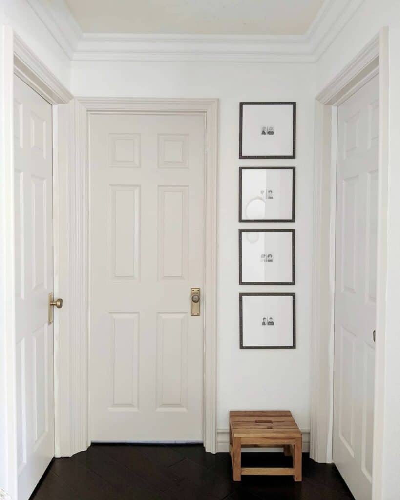 Three Light Gray Interior Doors with Black Floors