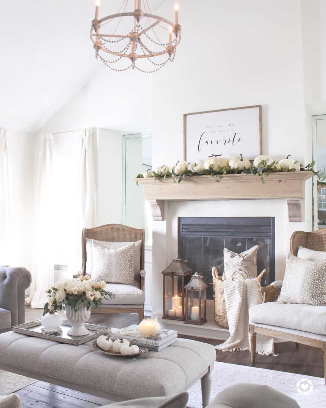 Tranquil Living Room with Candle Lanterns Soul & Lane