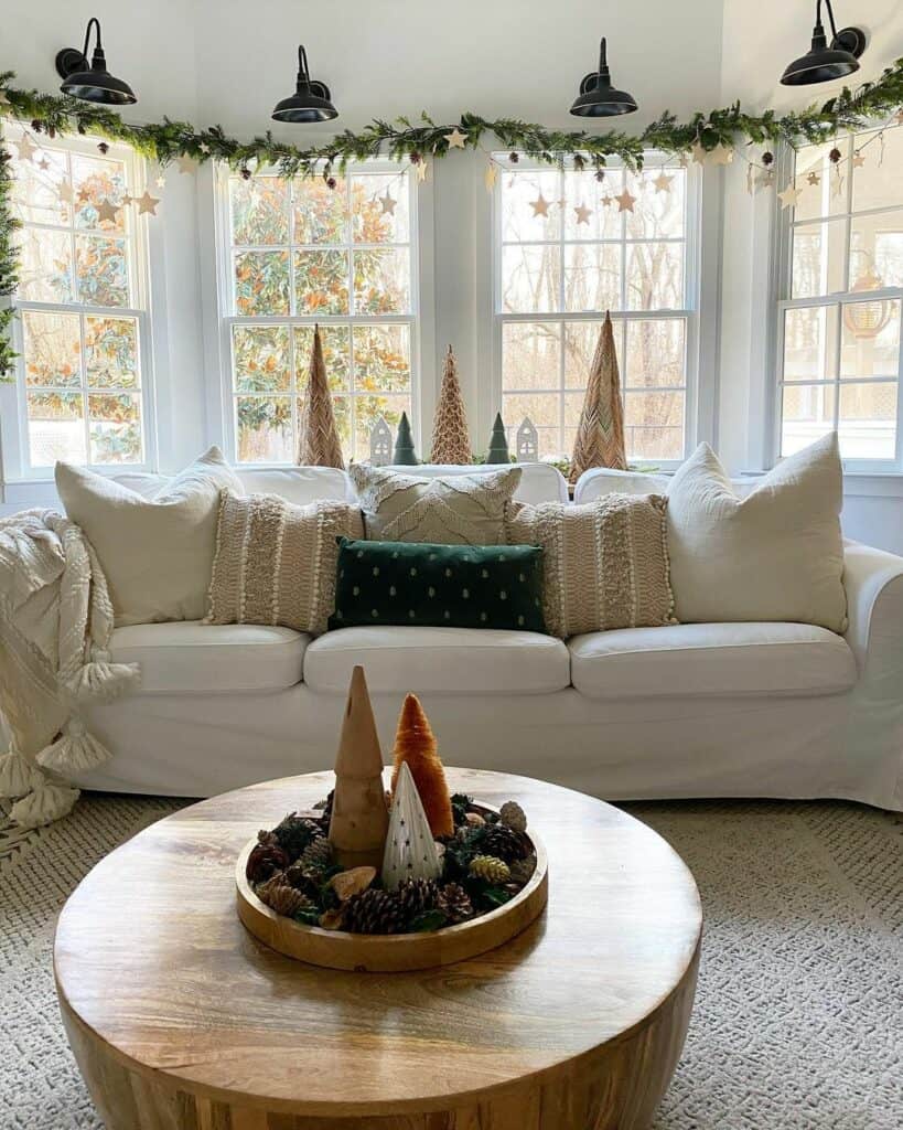 Tree-Theme Green and Gold Living Room